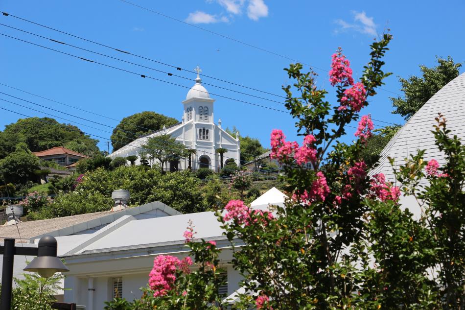 サルスベリと天主堂